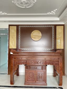 Bàn thờ gỗ hương đá hoa sen sang trọng - 3